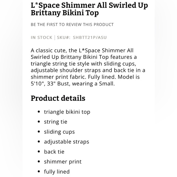 L*Space Brittany Bikini Top in All Swirled Up, Triangle Style, Size Medium, NWT - Picture 5 of 12